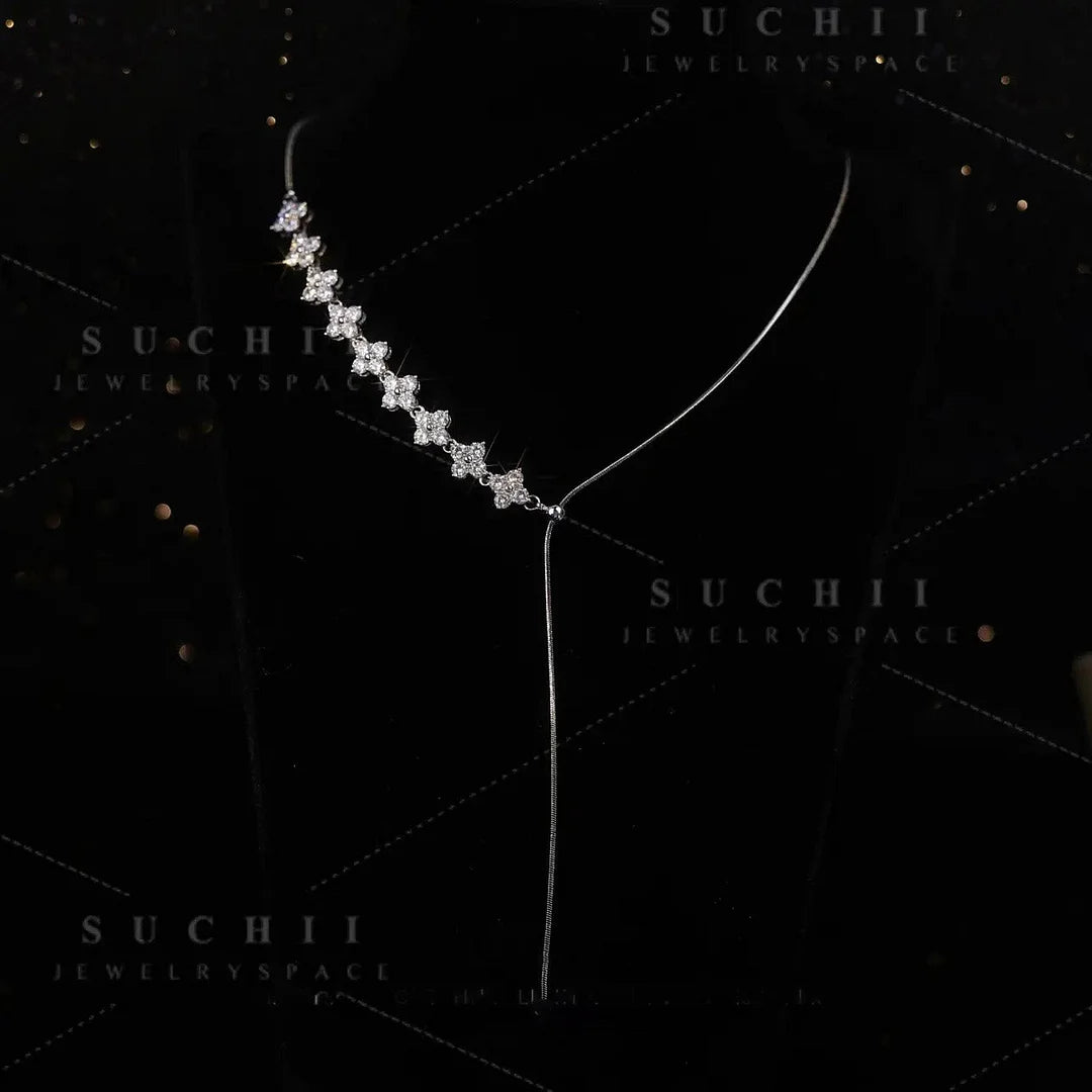Micro-set Zircon Four-leaf Zircon Necklace