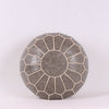 Leather Embroider Footstool Round Artificial Leather Unstuffed Cushion
