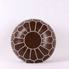 Leather Embroider Footstool Round Artificial Leather Unstuffed Cushion