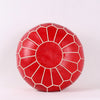 Leather Embroider Footstool Round Artificial Leather Unstuffed Cushion