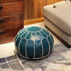Leather Embroider Footstool Round Artificial Leather Unstuffed Cushion