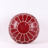 Leather Embroider Footstool Round Artificial Leather Unstuffed Cushion