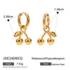 All-Match 18K Gold Stainless Steel Cherry Pendant Earrings