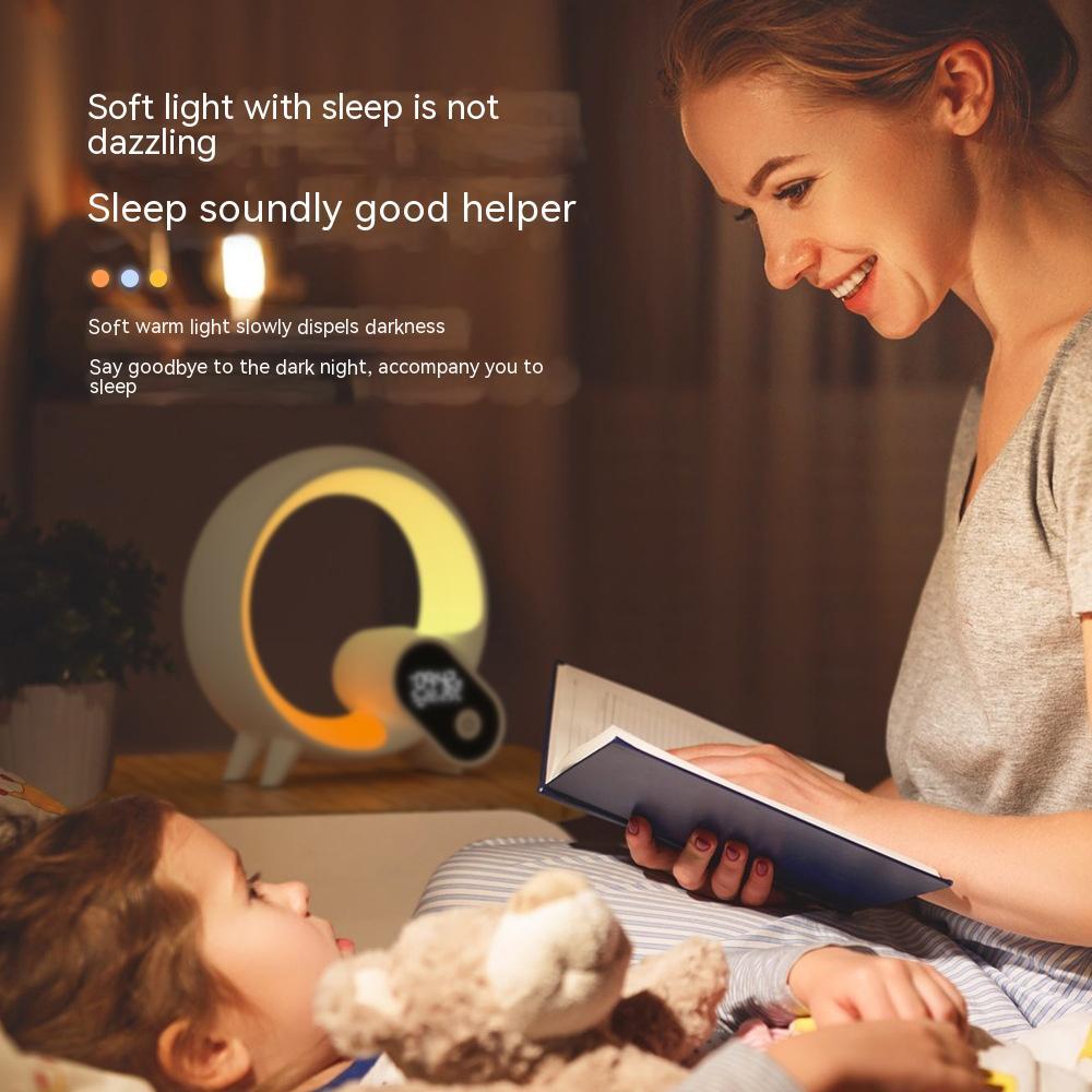 Smart Q-shaped colorful atmosphere light Bluetooth audio digital display alarm clock
