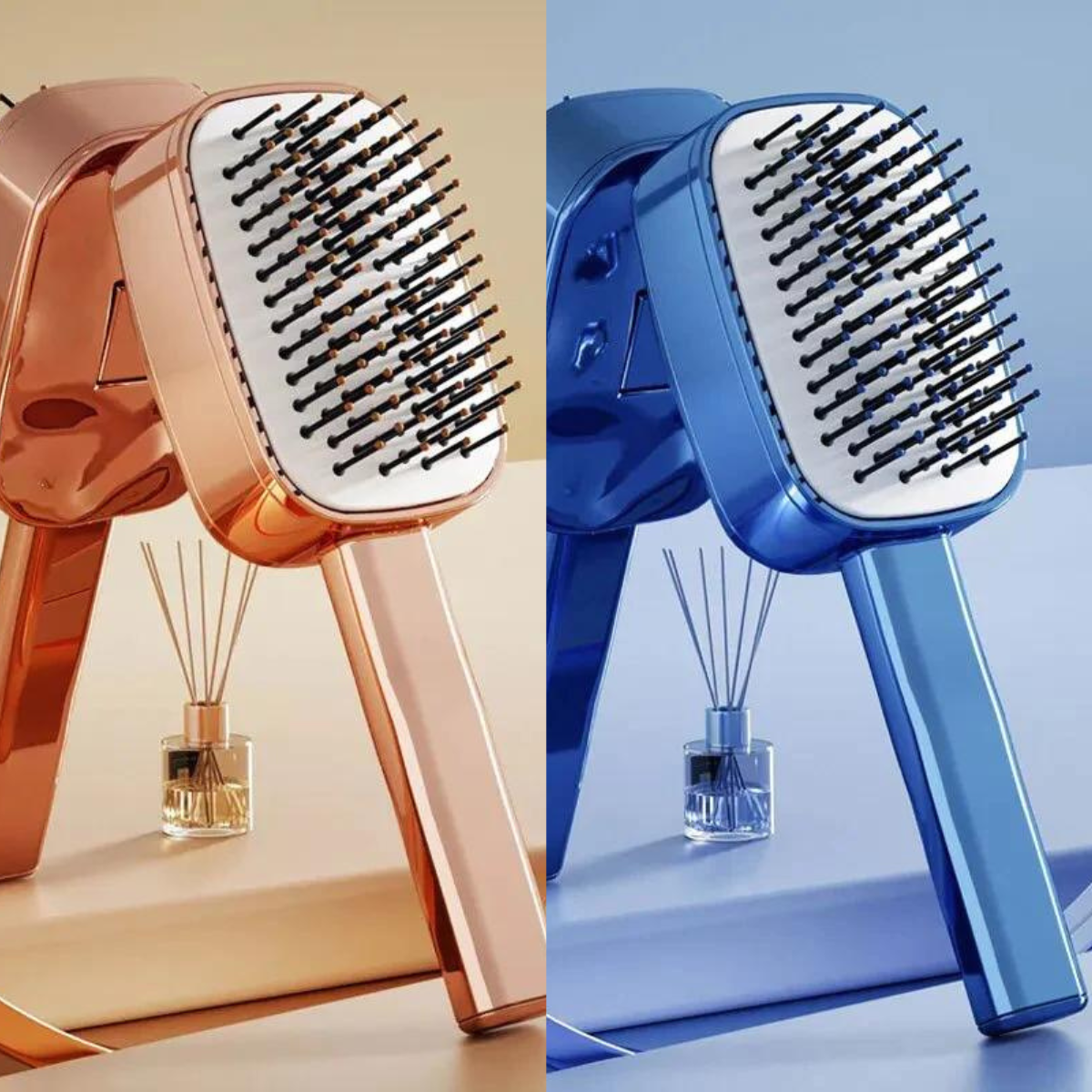 Self-cleaning hairbrush