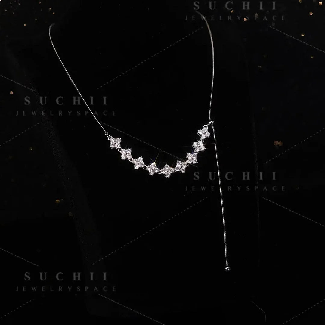 Micro-set Zircon Four-leaf Zircon Necklace