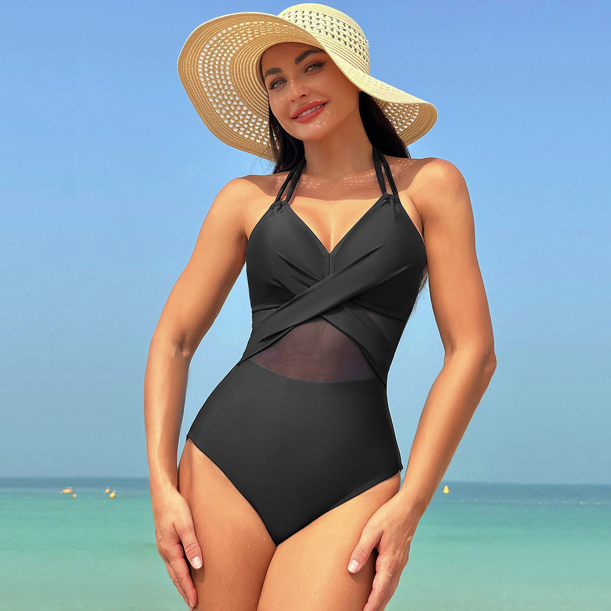Women's summer solid color one-piece outfit