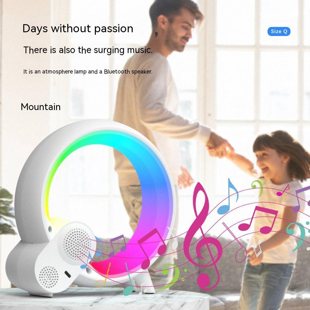 Smart Q-shaped colorful atmosphere light Bluetooth audio digital display alarm clock