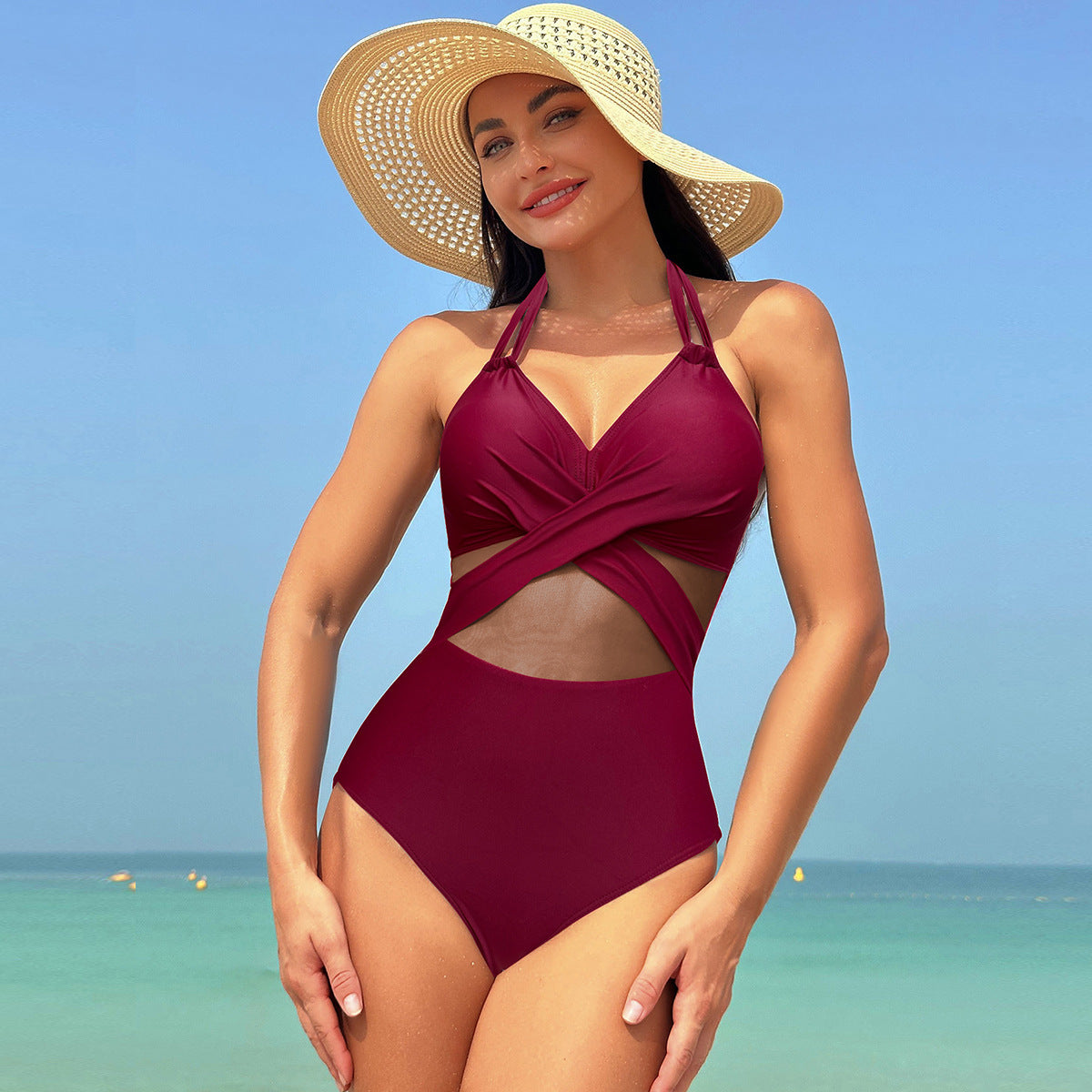 Women's summer solid color one-piece outfit