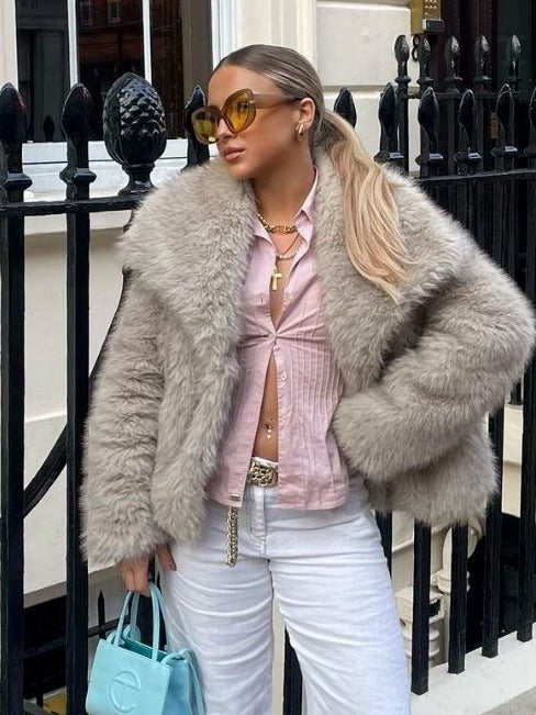 Casual Long Sleeve Velvet Winter Coat