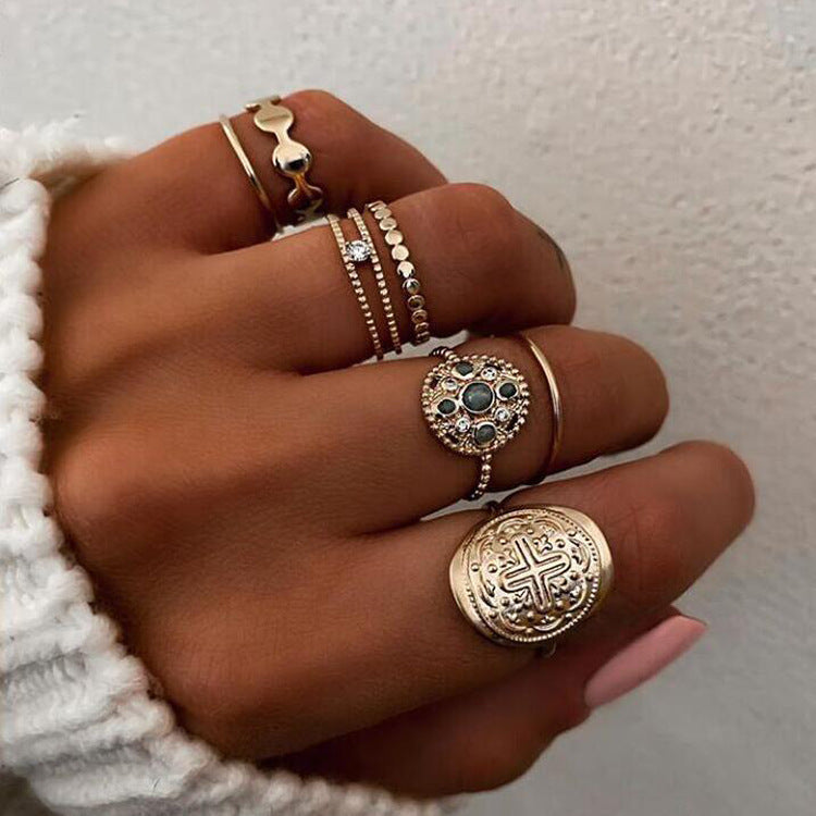 Seven-piece metal ring combination