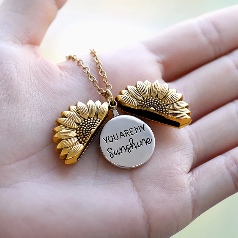 Shimmering Sunflower Pendant Necklace