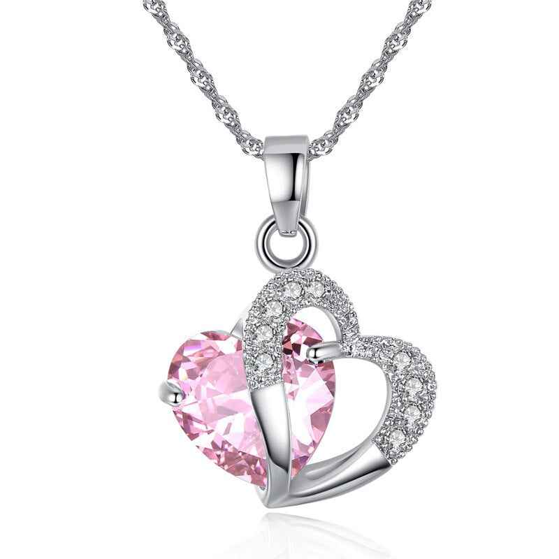 Heart Crystal Amethyst Pendant Necklace