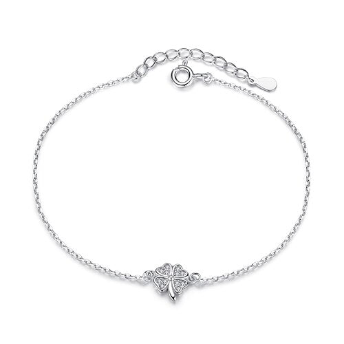ucky Eye Love Heart Charm Bracelet: Sterling Silver with Blue Clover