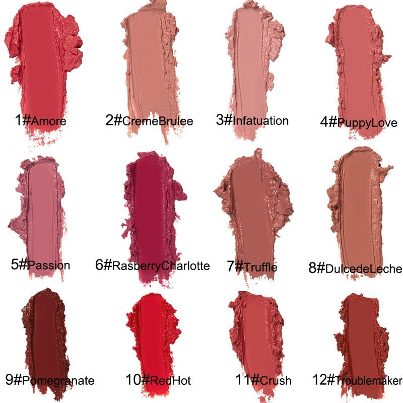 12-Color Waterproof Lipstick: Sexy, Long-Lasting, and Moist