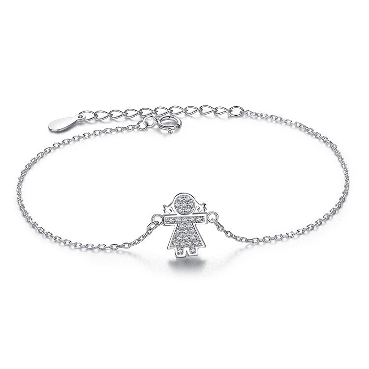 ucky Eye Love Heart Charm Bracelet: Sterling Silver with Blue Clover