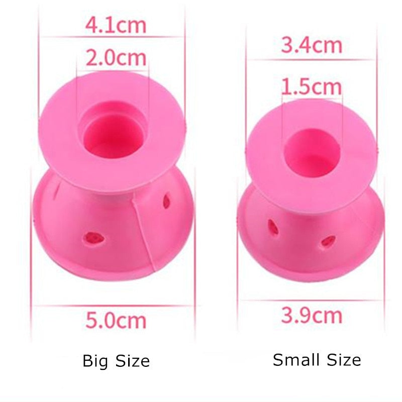 Hot 20PCS Pink Blue Silicone Hair Curler Soft Rubber Hair Care Rollers No Heat Hair Styling Tool Dropshipping 3#