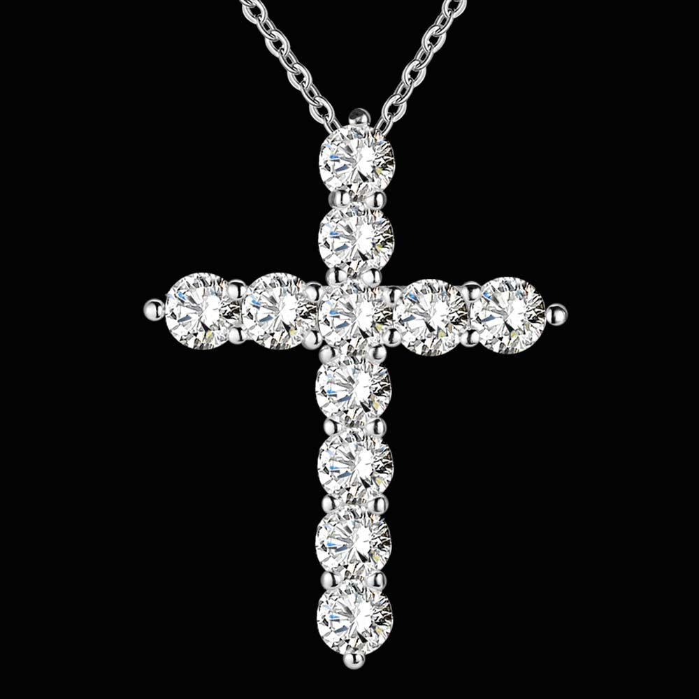 Elegant Sparkle: Silver Plated CZ Crystal Zircon Pendant Necklace