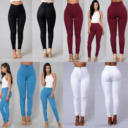 Hot Women Pencil Stretch Slim Denim Skinny Jeans Pants High Waist Jeans Trousers /