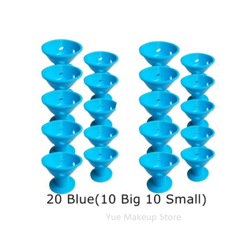 Hot 20PCS Pink Blue Silicone Hair Curler Soft Rubber Hair Care Rollers No Heat Hair Styling Tool Dropshipping 3#