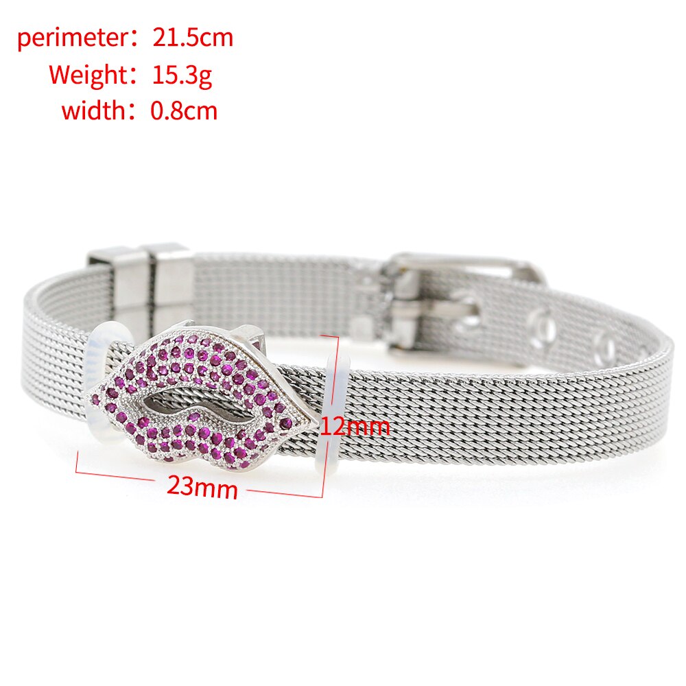 Zirconia Crystals Bangles: Stainless Steel Lover Buckles for Women
