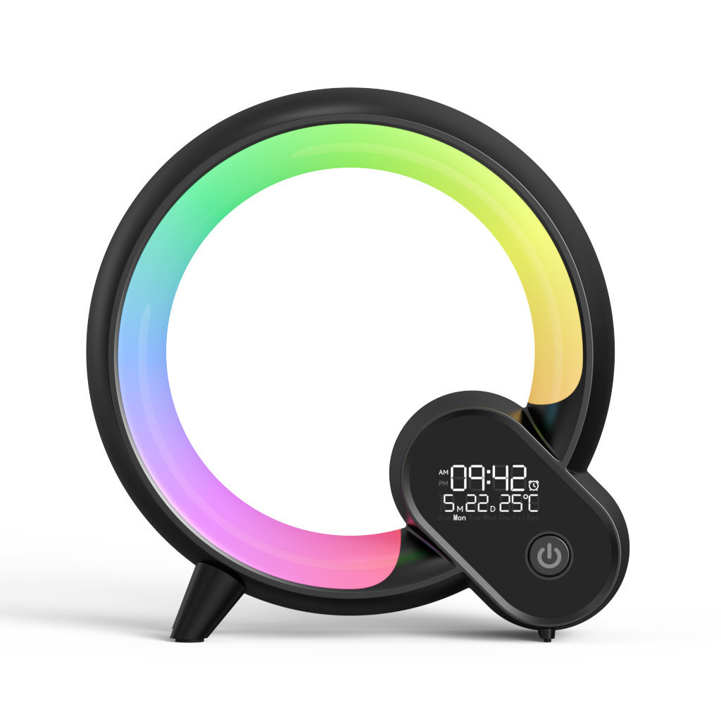 Smart Q-shaped colorful atmosphere light Bluetooth audio digital display alarm clock