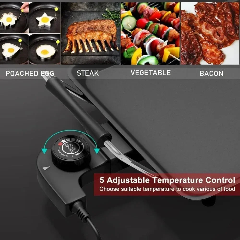 36 Inch Electric  Smokeless Grills,  5 Temperature Setting, Indoor/Outdoor Grill