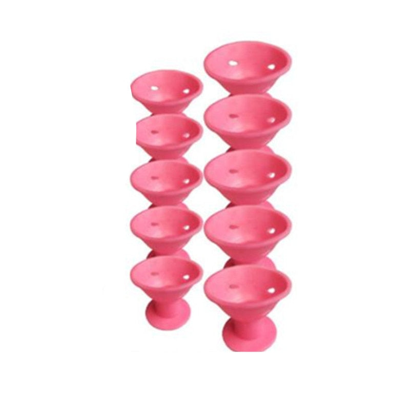 Hot 20PCS Pink Blue Silicone Hair Curler Soft Rubber Hair Care Rollers No Heat Hair Styling Tool Dropshipping 3#