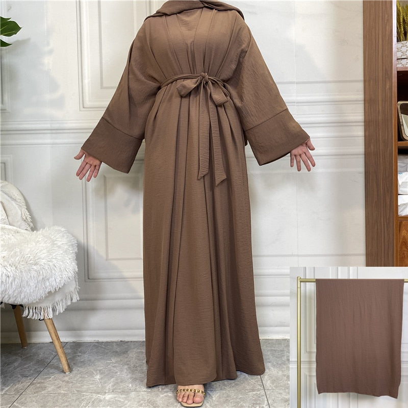 Luxurious Women's Open Abaya Set: Embrace the Elegance of Dubai, Turkey, and African-inspired Fashion