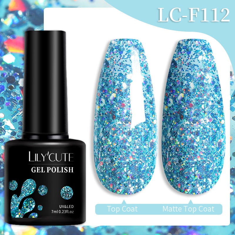 LILYCUTE 7ML Nail Gel Polish Glitter Sequins Gel