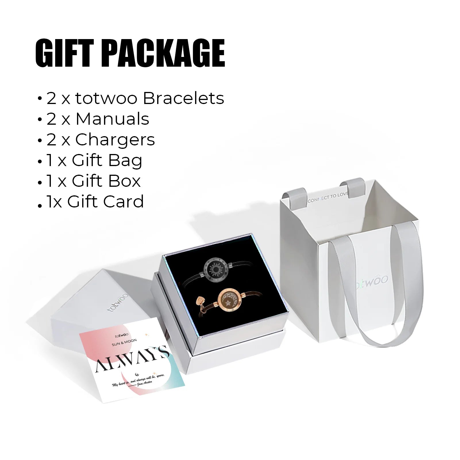 totwoo Long Distance touch Light up Vibrate Bracelets for Couples