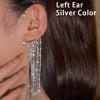 Silver plated metal butterfly earrings with sparkling zircon accents - non-pierced ear cuffs for women as fashionable jewelry