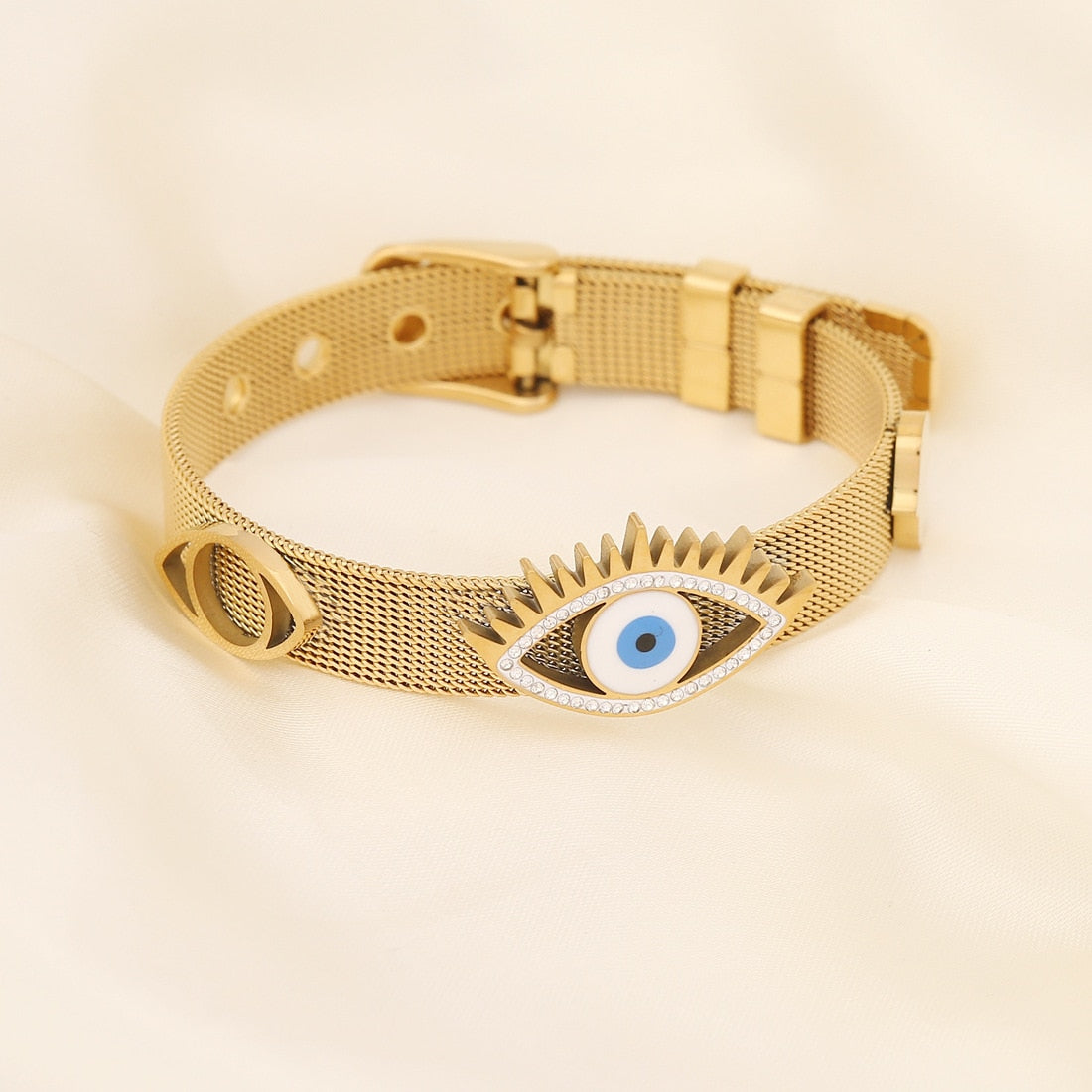 Love Heart Eye Bangle: Fashionable Stainless Steel Bracelet for Women