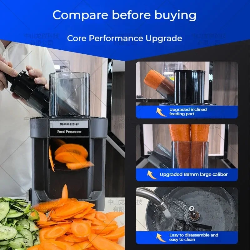 220V 3-in-1 Vegetable Cutter Dual Feeder Newly Upgraded Multi-functional Automatic Electric Dicing Slicing Shredding Vegetables