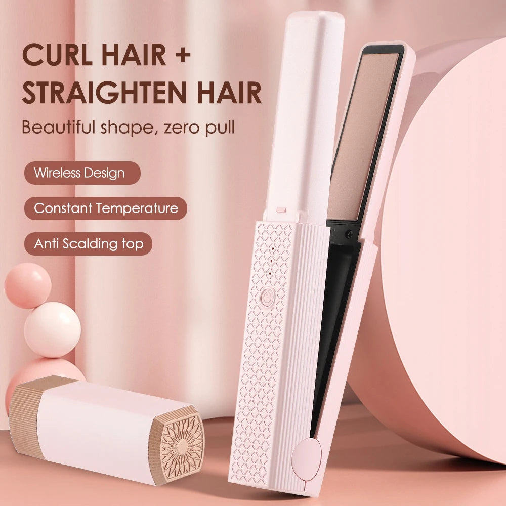 Portable cordless hair straightener