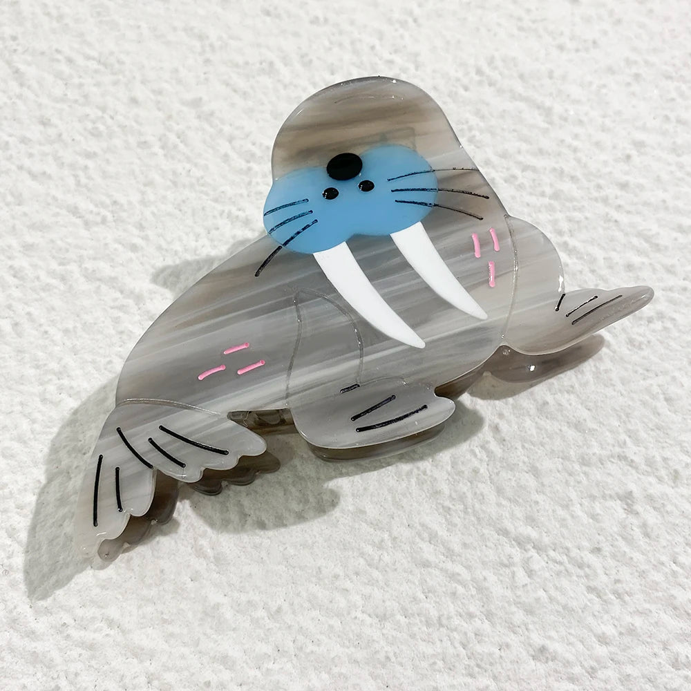 Creative Funny Acetate Tortoise Sturgeon Fish Shark Hairpin Oversize Marine Animal Barrettes Thick Hair Clip Claw Accessories