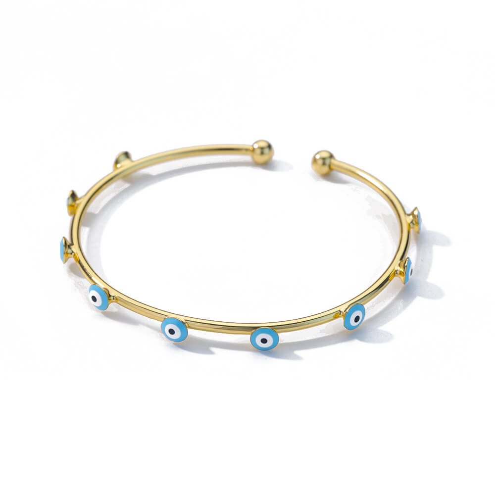 Luxury Evil Eye Bracelet: Stainless Steel Turkish Bangle for Women. 2023 Wedding Jewelry.