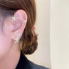 Silver plated metal butterfly earrings with sparkling zircon accents - non-pierced ear cuffs for women as fashionable jewelry