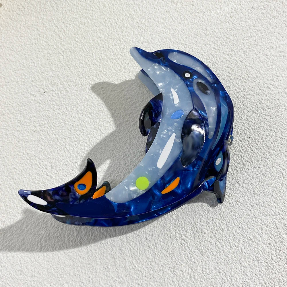 Creative Funny Acetate Tortoise Sturgeon Fish Shark Hairpin Oversize Marine Animal Barrettes Thick Hair Clip Claw Accessories