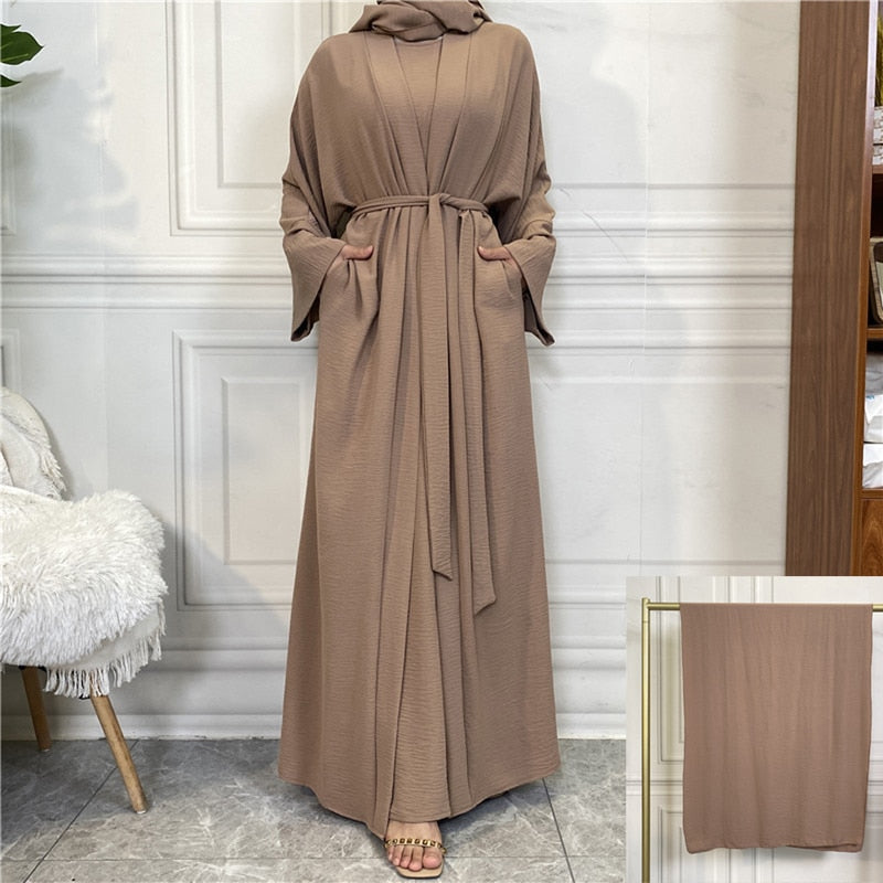 Luxurious Women's Open Abaya Set: Embrace the Elegance of Dubai, Turkey, and African-inspired Fashion