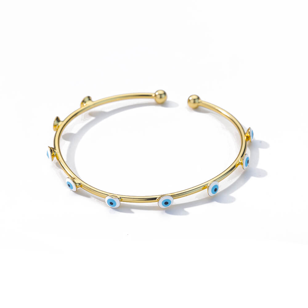 Luxury Evil Eye Bracelet: Stainless Steel Turkish Bangle for Women. 2023 Wedding Jewelry.