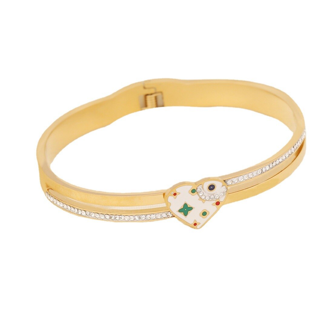 Love Heart Eye Bangle: Fashionable Stainless Steel Bracelet for Women