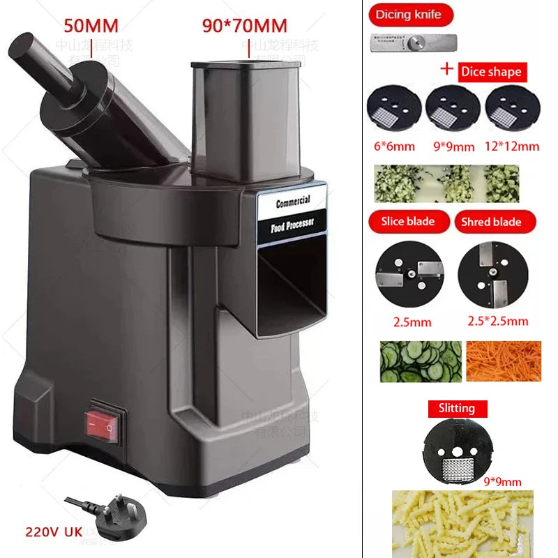 220V 3-in-1 Vegetable Cutter Dual Feeder Newly Upgraded Multi-functional Automatic Electric Dicing Slicing Shredding Vegetables