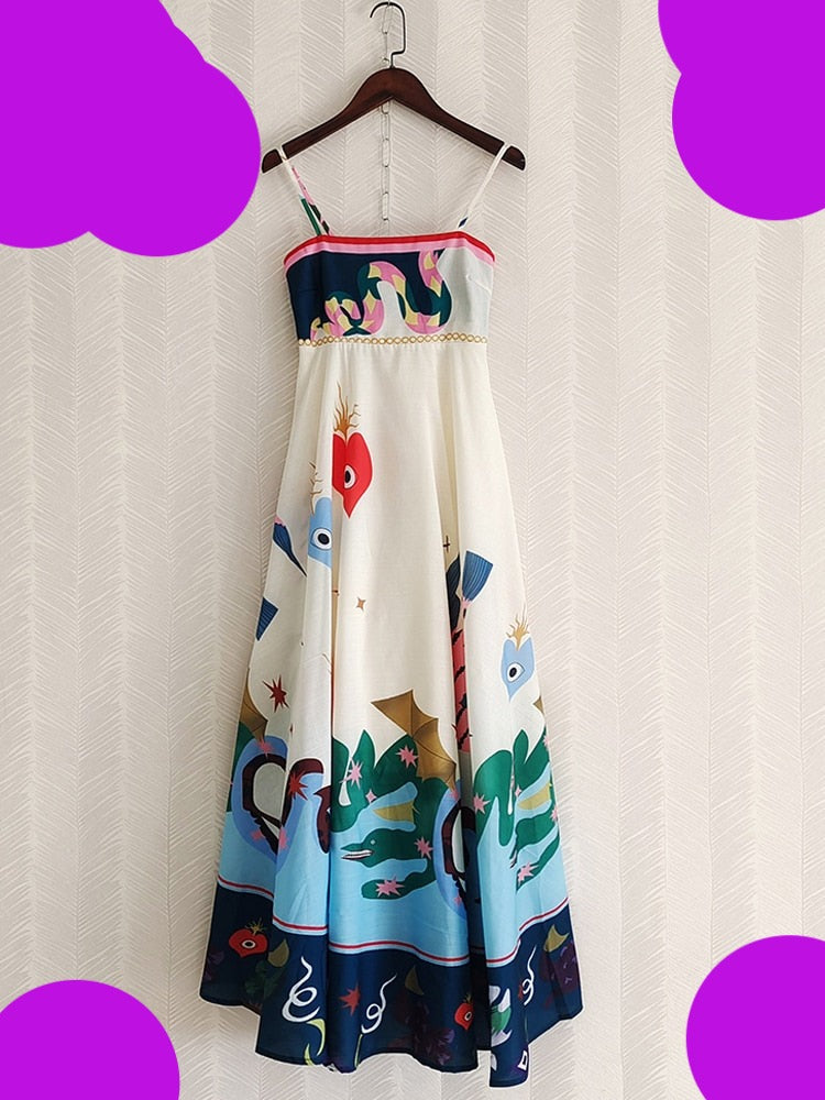 Designer Summer Dress: Stylish Spaghetti Strap Camisole for Vacation Vibes