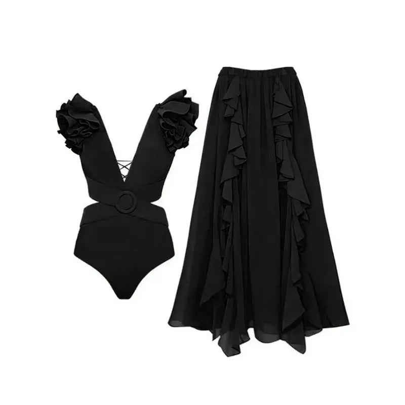 Elegant Floral One-Shoulder Lingerie Set - Unparalleled Elegance
