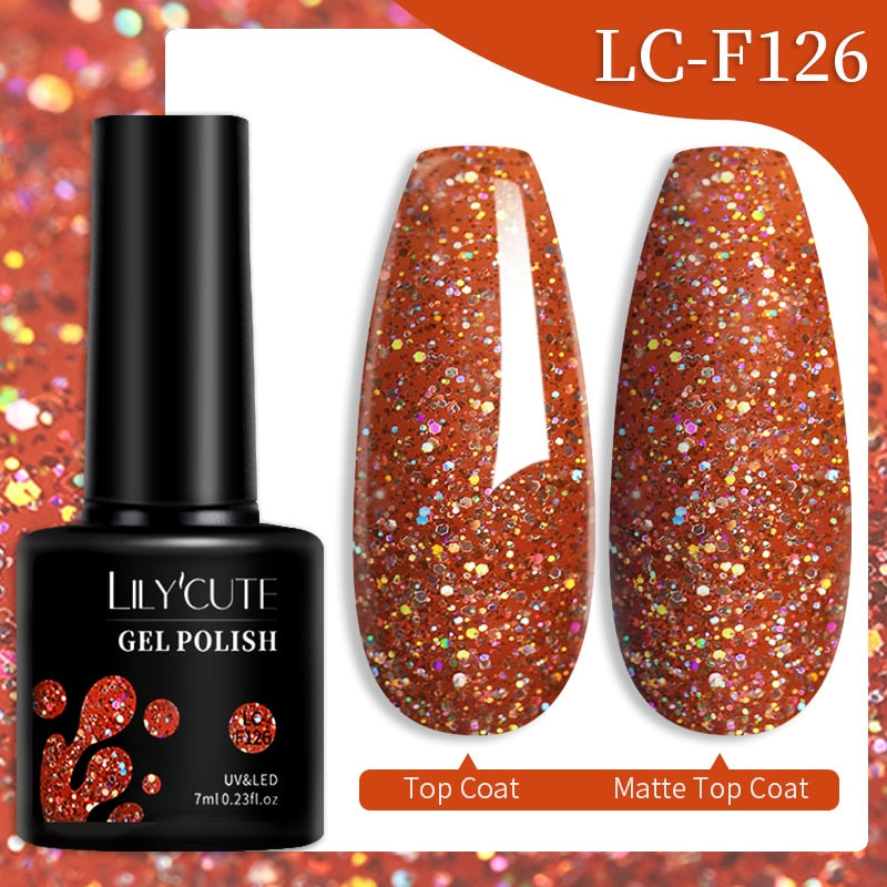 LILYCUTE 7ML Nail Gel Polish Glitter Sequins Gel