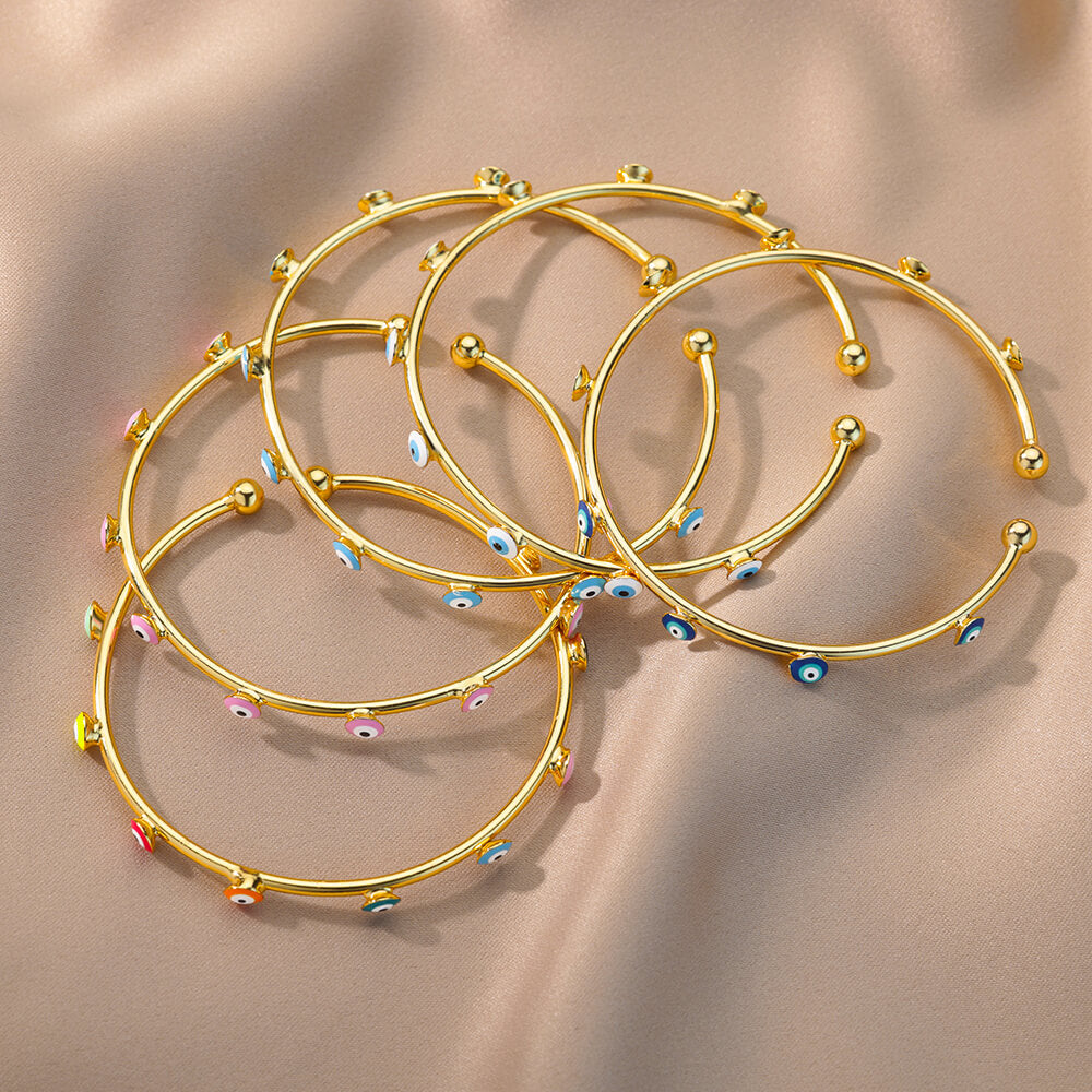 Luxury Evil Eye Bracelet: Stainless Steel Turkish Bangle for Women. 2023 Wedding Jewelry.