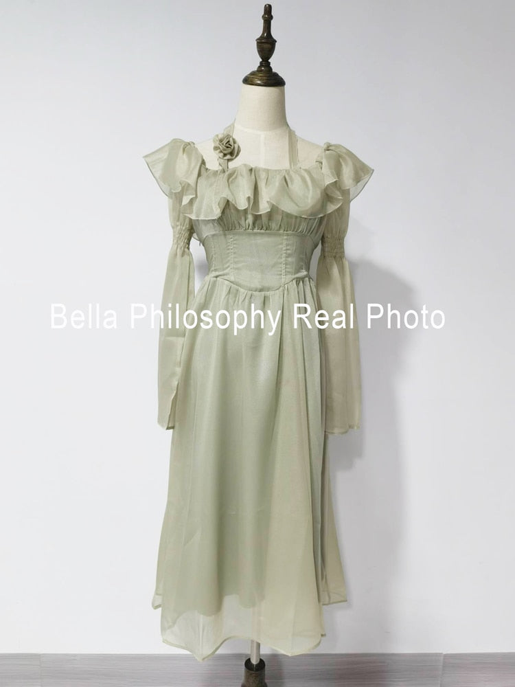 2023 Women's Elegant Ruffle High Waist Long Dress