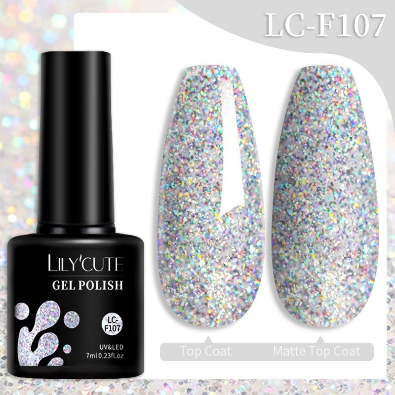LILYCUTE 7ML Nail Gel Polish Glitter Sequins Gel