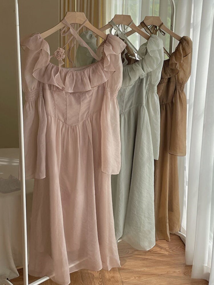 2023 Women's Elegant Ruffle High Waist Long Dress